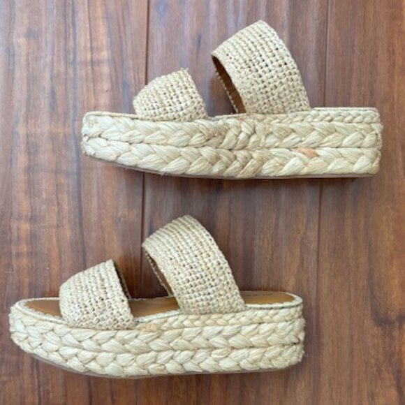 Clergerie Arlene 2 Raffia Platform Slide Sandals - Picture 3 of 10